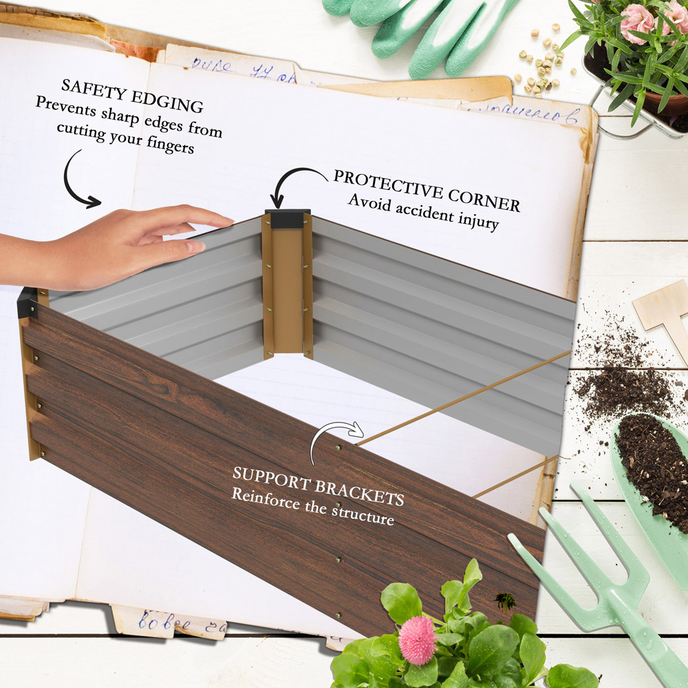 Outsunny Brown Steel Galvanised Raised Garden Bed 30 x 60 x 240cm Image 6