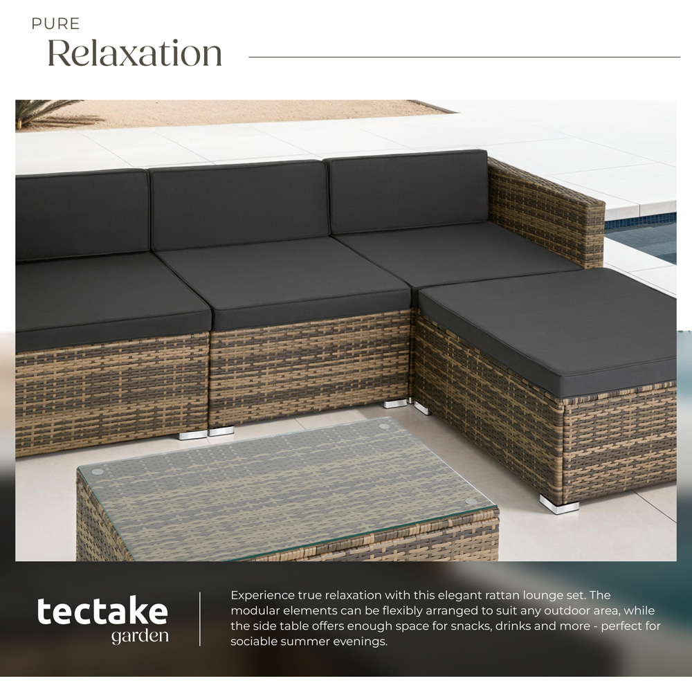 tectake Florence 4 Seater Natural Rattan Garden Lounge Set Image 4