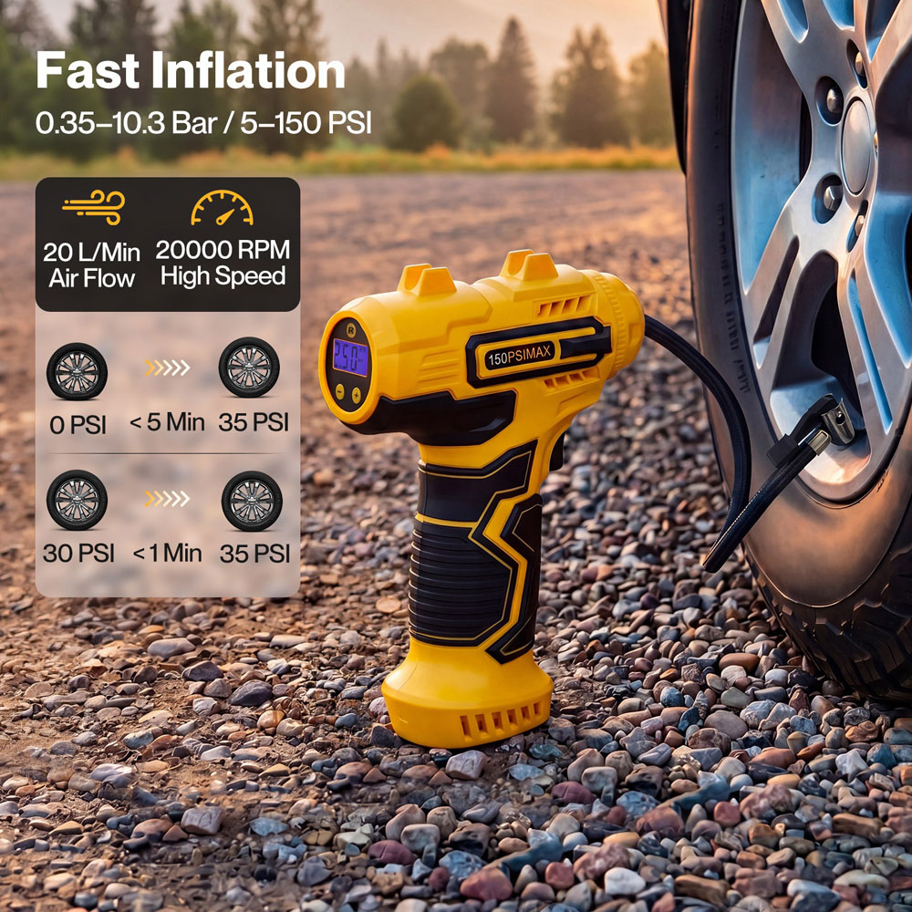 Traderight 150 PSI Portable Cordless Car Tyre Inflator and Air Compressor Image 3