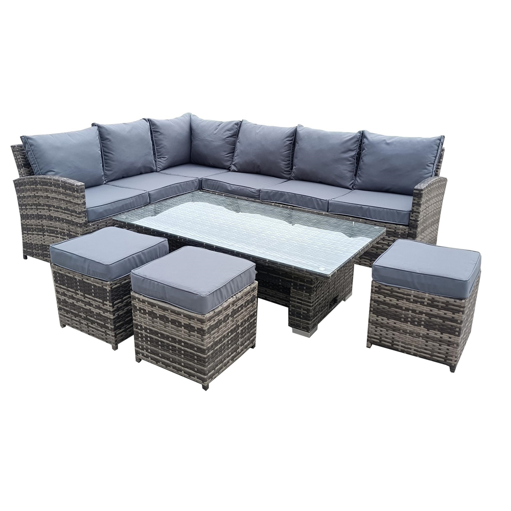 Furniture One 9 Seater Rattan Garden Corner Lounge Set with Rising Table Image 2