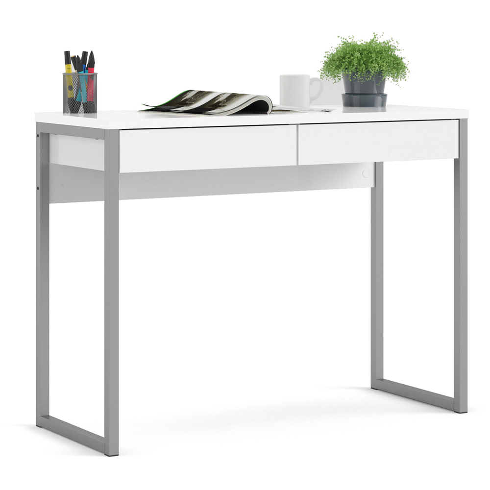 Florence Function Plus 2 Drawer Desk White High Gloss Image 6