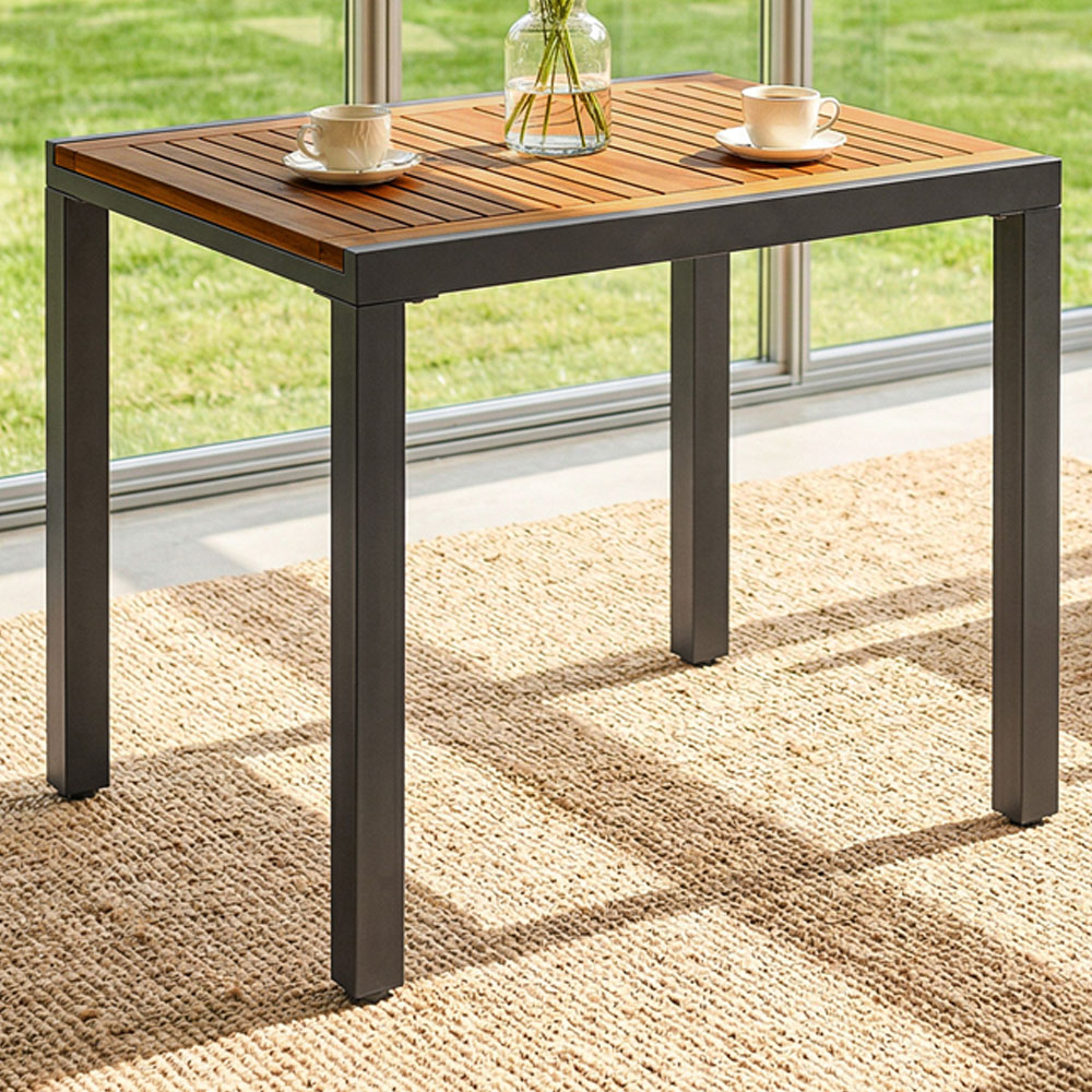 Outsunny 6 Seater 80-120cm Extendable Garden Dining Table Brown and Black Image 1