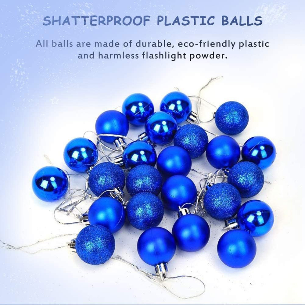 Shatchi 3cm Blue Shatterproof Christmas Bauble 12 Pack Image 4