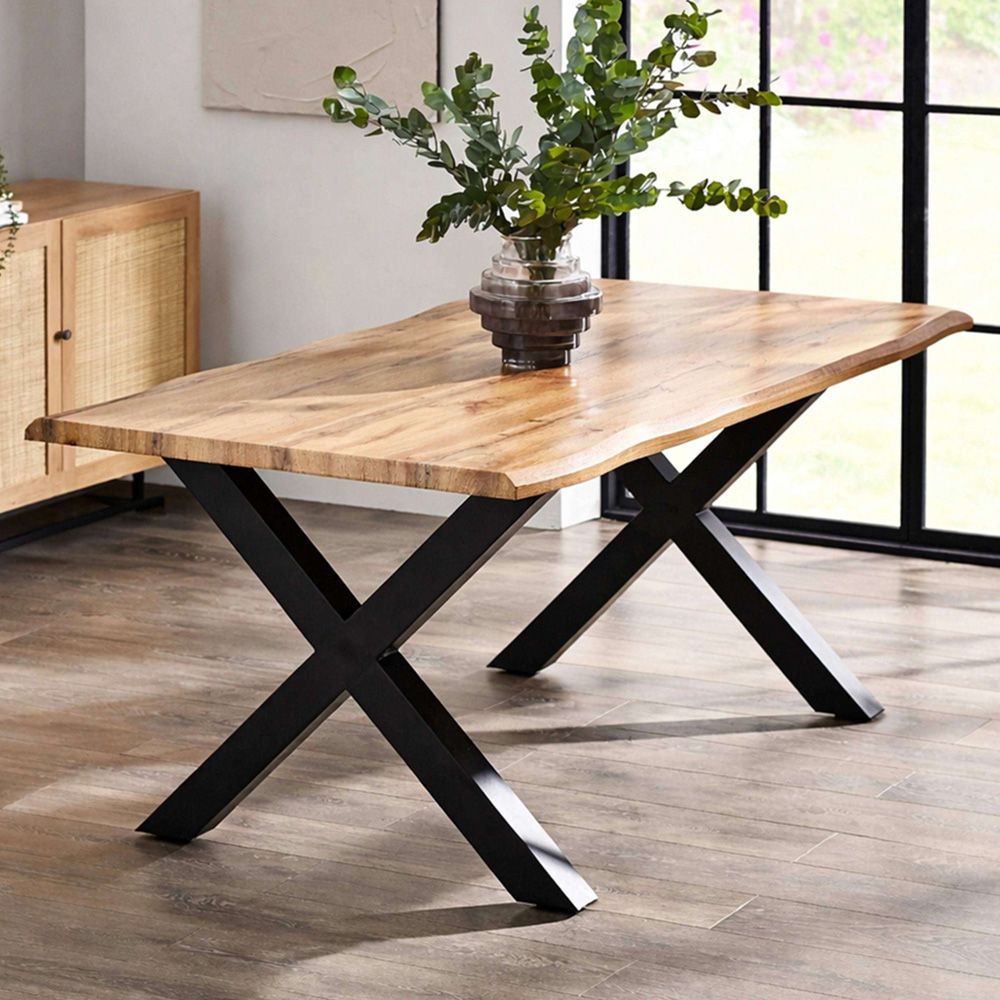 Julian Bowen Harvey 4 Seater Oak Effect Waved Edge Dining Table Image 1