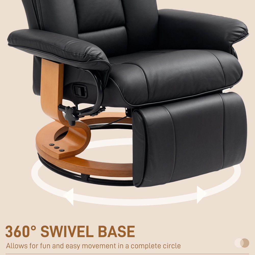 Portland Black PU Leather Reclining Armchair with Footrest Image 6