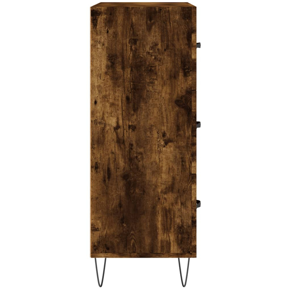 vidaXL 3 Drawer Smoked Oak Sideboard with Metal Legs Image 7