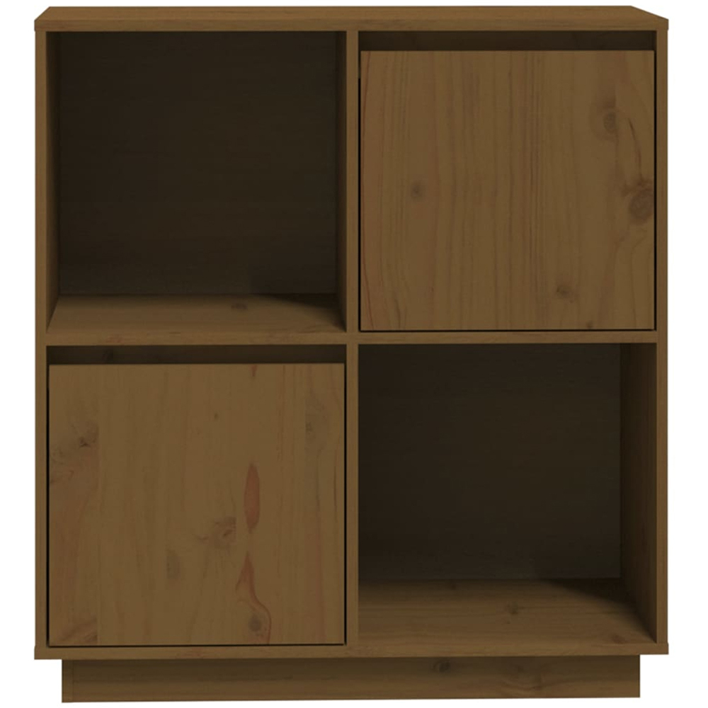 vidaXL 2 Door 2 Shelf Honey Brown Pine Wood Sideboard Image 6