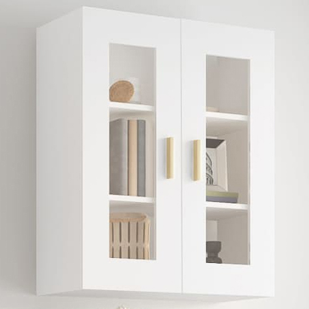 vidaXL 2 Door 3 Shelf White Hanging Wall Cabinet Image 1