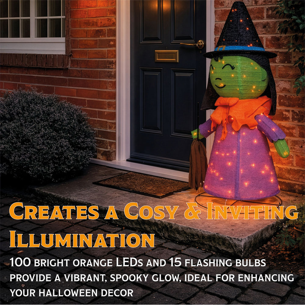 FXLab Large Foldable Witch Outdoor Halloween Decoration 85 x 47 x 132cm Image 3