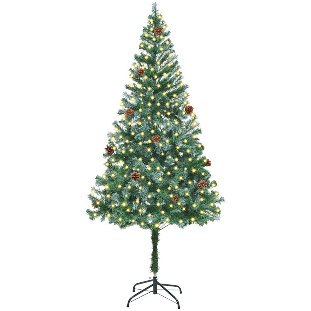 vidaXL Pre-Lit Green Artificial Christmas Tree 6ft Image 1