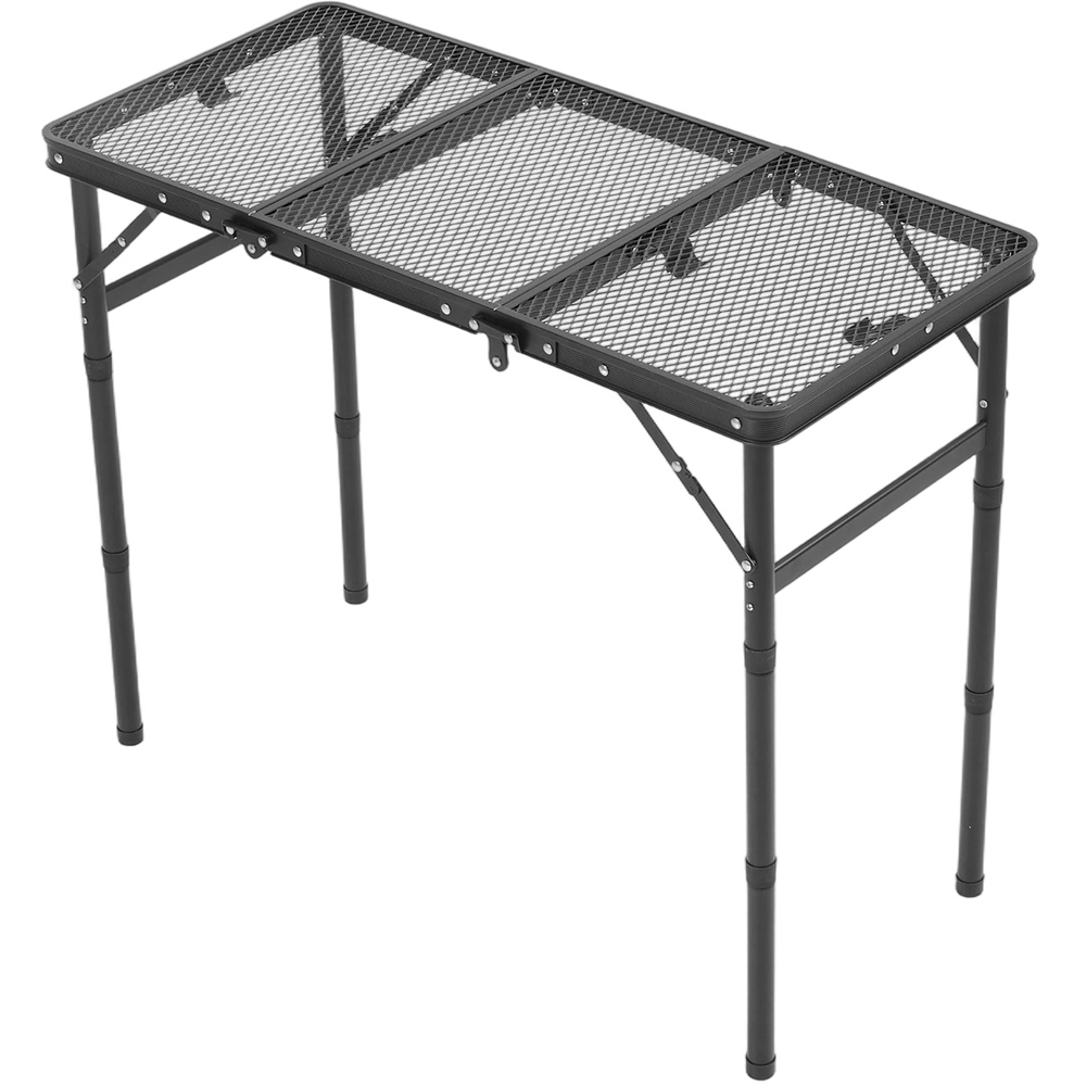 Living and Home Black Tri-fold Aluminium Height Adjustable Camping Table Image 3