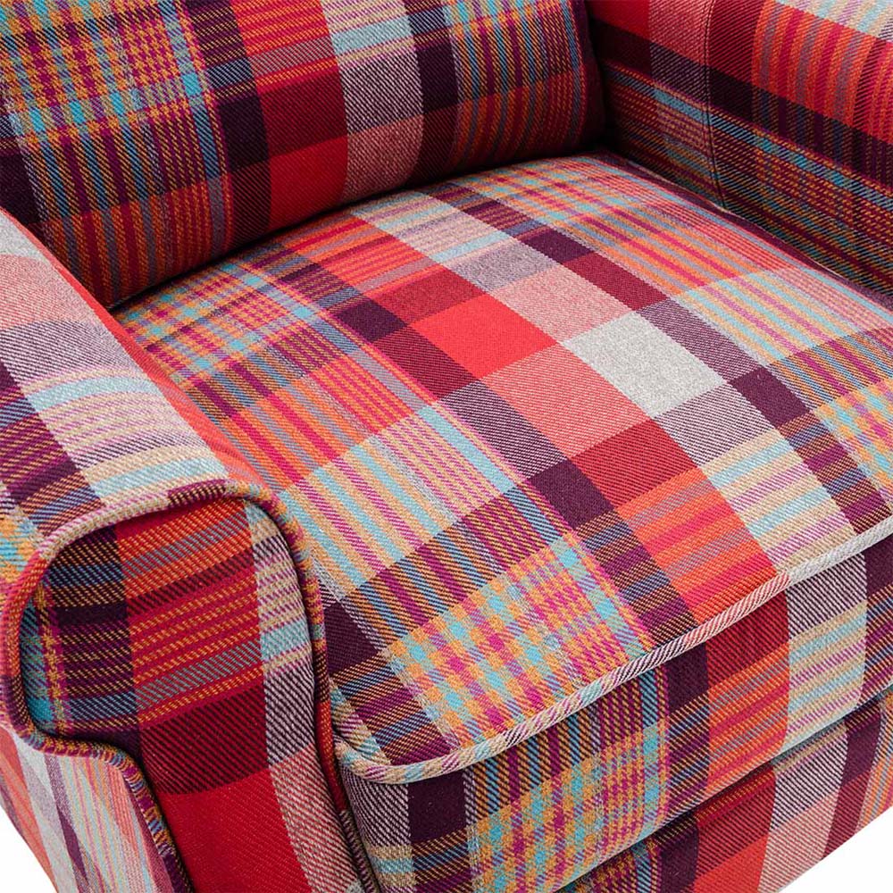 Furniture Online Eaton Red Wing Back Checkered Recliner Chair Image 7