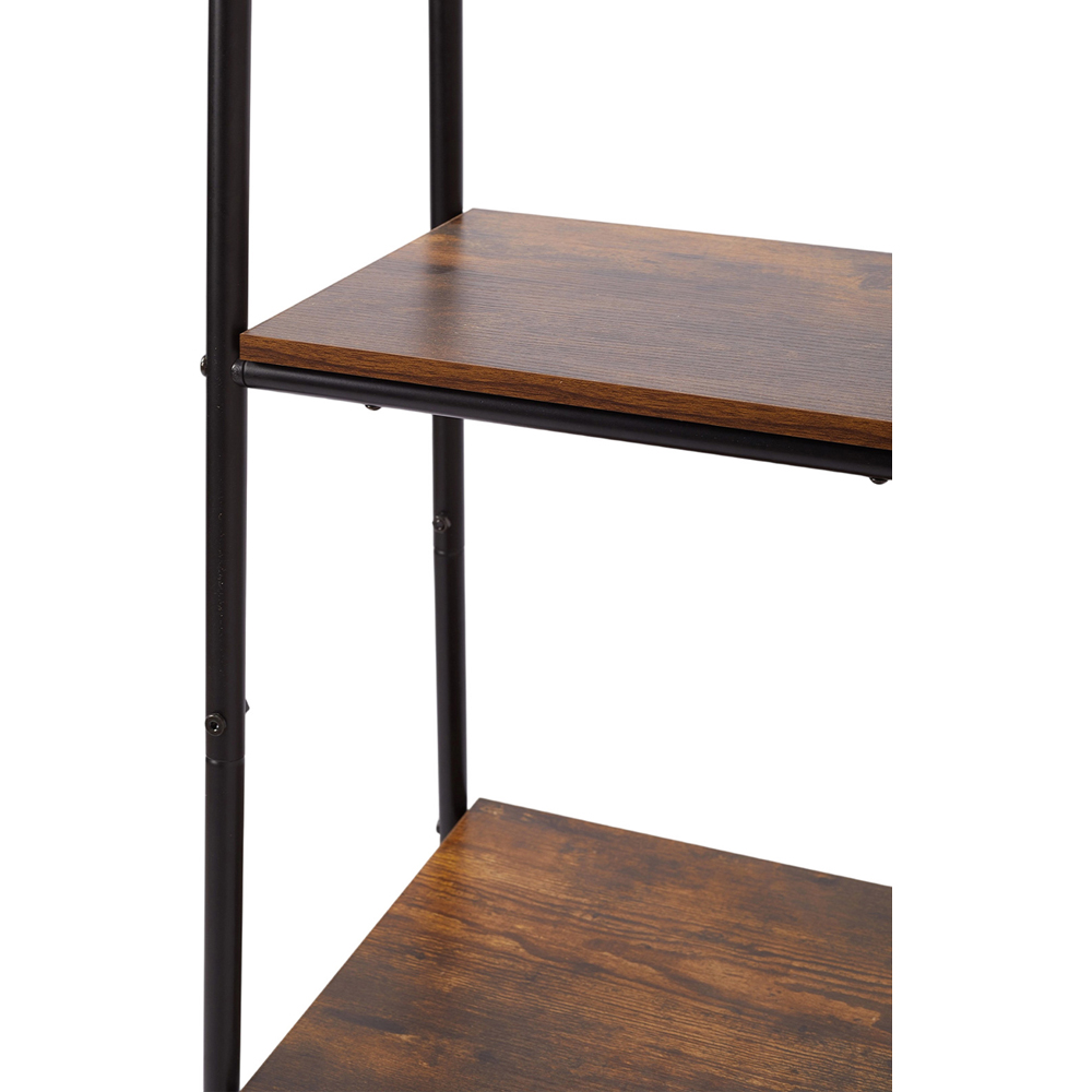 Living and Home 5 Shelf Black and Brown Clothes Rack with Hanging Rail Image 5