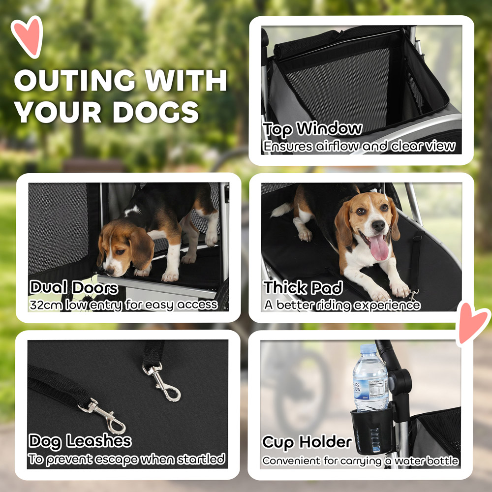 PawHut Small Medium Foldable Dog Stroller Image 6