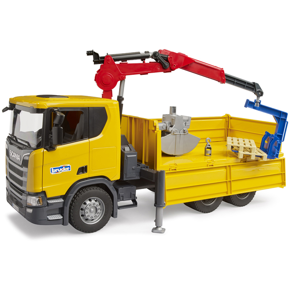 Bruder Kids Scania Super 560R Construction Truck with Crane and 2 Pallet Playset Model Image 8