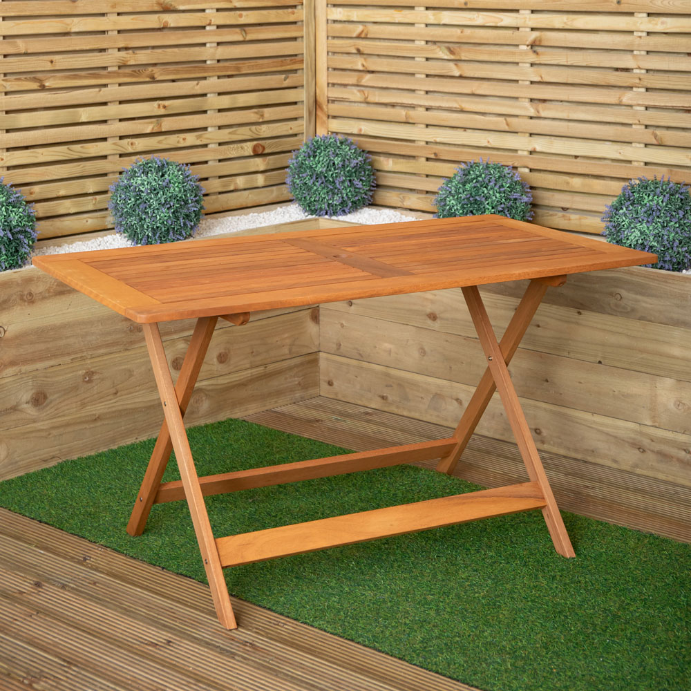 Samuel Alexander 6 Seater Wooden Rectangular Foldable Dining Bench Set with Grey Parasol and Base Image 4