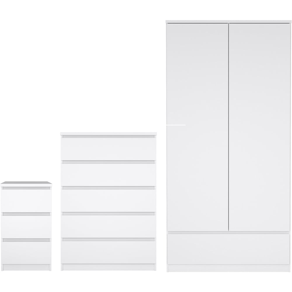 Florence Naia White High Gloss 3 Piece Bedroom Furniture Set Image 2