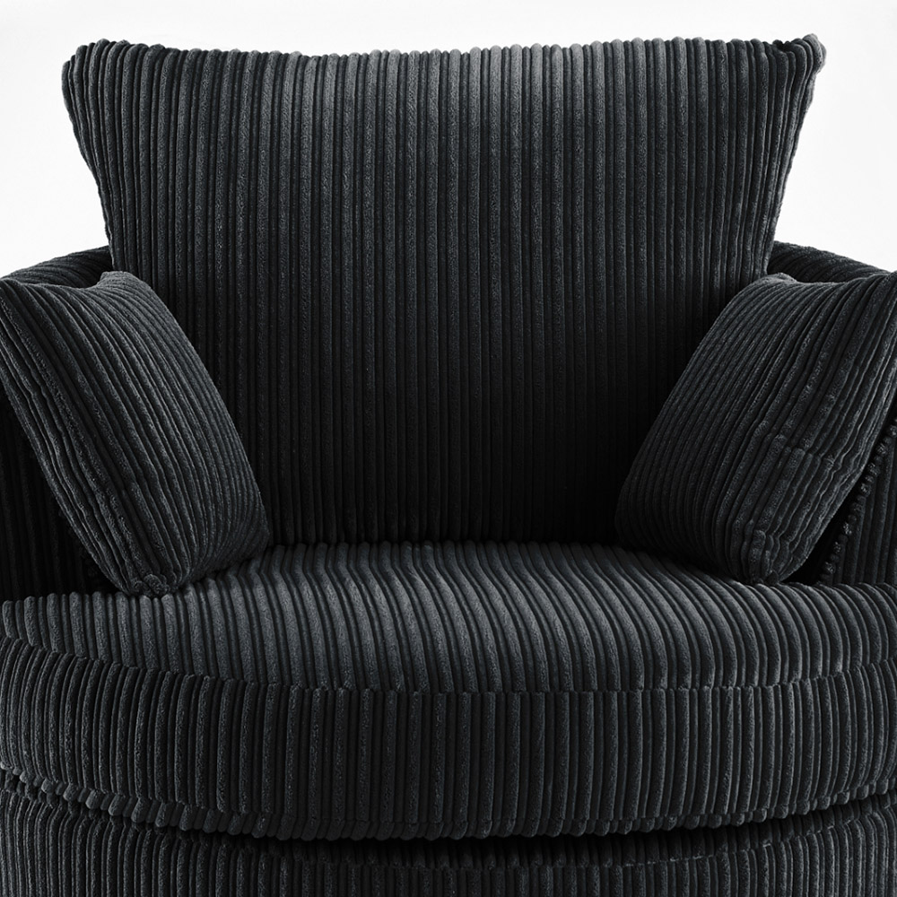 Portland Canolo Luxury Black Jumbo Cord Swivel Chair Image 3