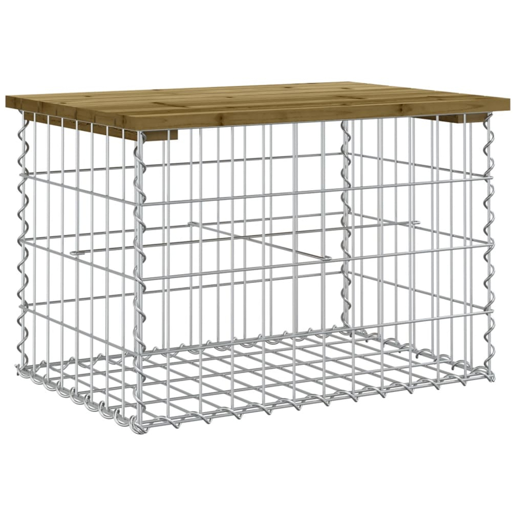 vidaXL Brown Solid Impregnated Pine Wood Gabion Design Garden Bench 63 x 44 x 42cm Image 1
