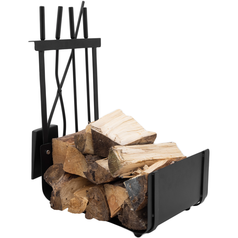 Charles Bentley Stanton Black Log Holder and Tool Set Image 3
