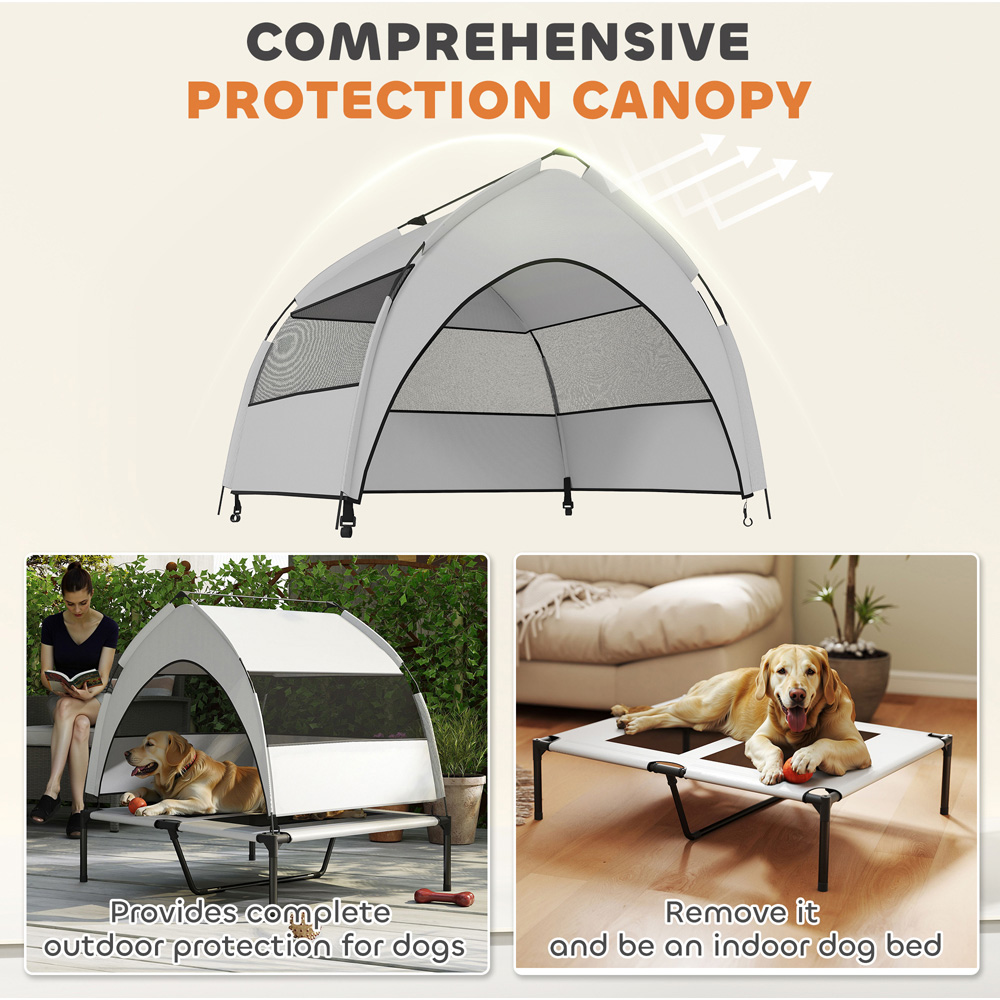 PawHut Medium Portable Elevated Dog Bed with Removable Canopy Image 5
