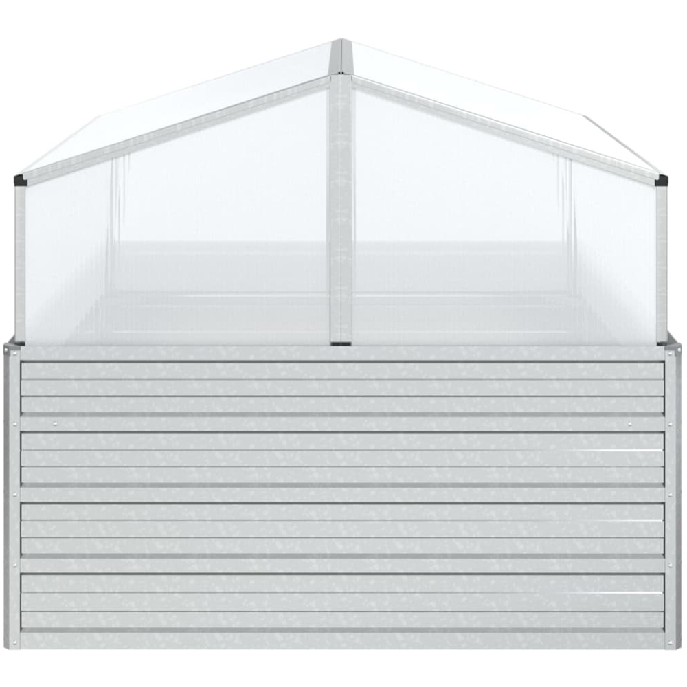vidaXL Silver Galvanised Steel Raised Garden Bed with Greenhouse 100 x 100 x 85cm Image 4
