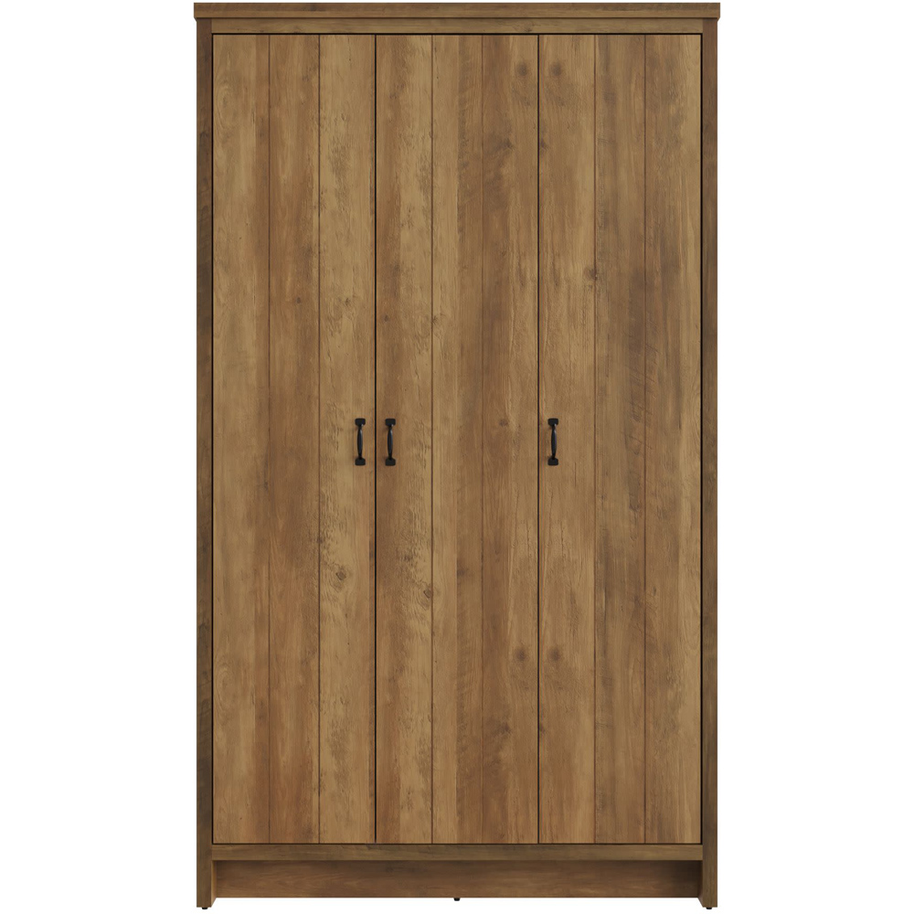 GFW Boston 3 Door Knotty Oak Wood Wardrobe Image 2