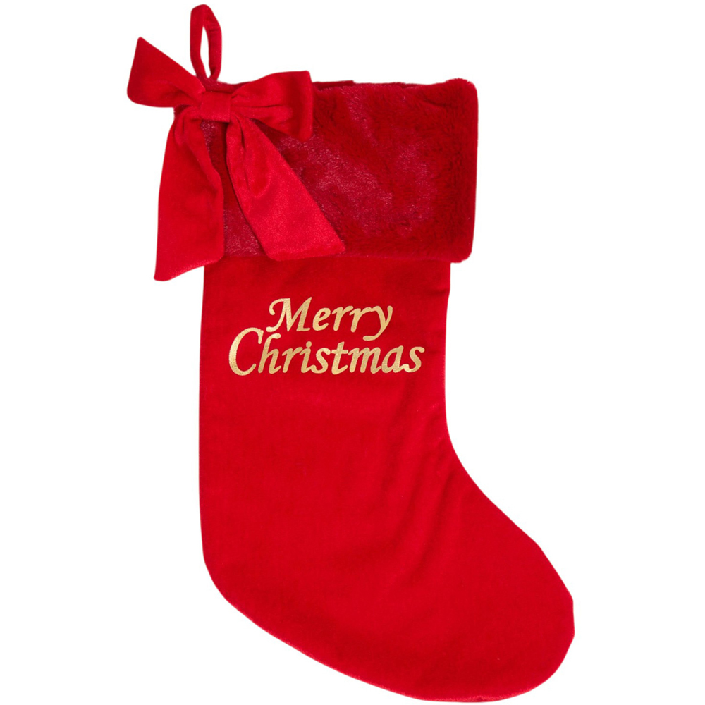 Merry Christmas Bow Ribbon Stocking Image 8