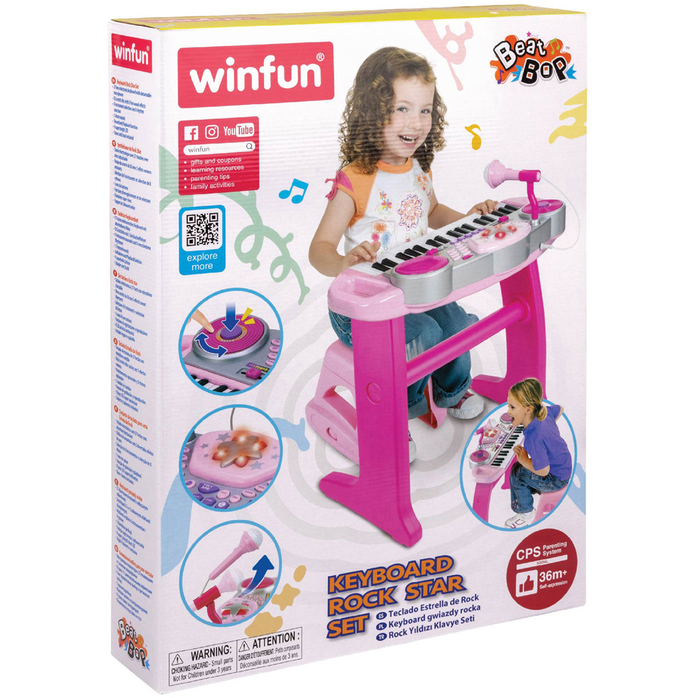 Winfun Disco Beat Bop Pink Keyboard Kids Rock Star Set Image 3