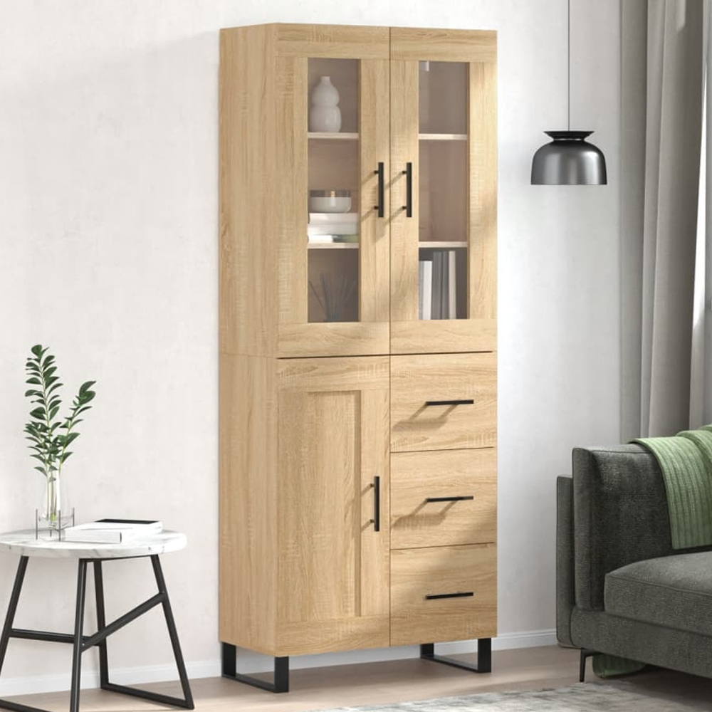 vidaXL 3 Door 3 Drawer Sonoma Oak Highboard Image 1