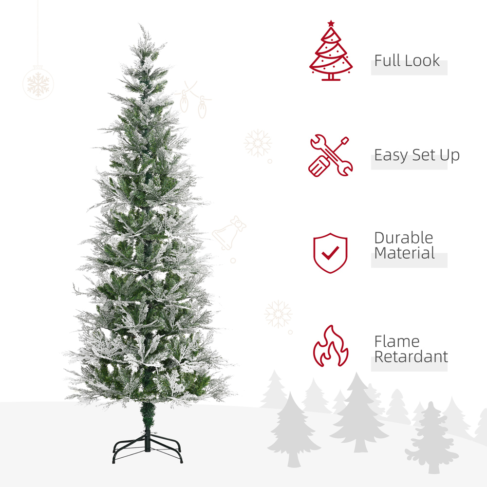 Everglow Pencil Snow Flocked Artificial Christmas Tree 7ft Image 4
