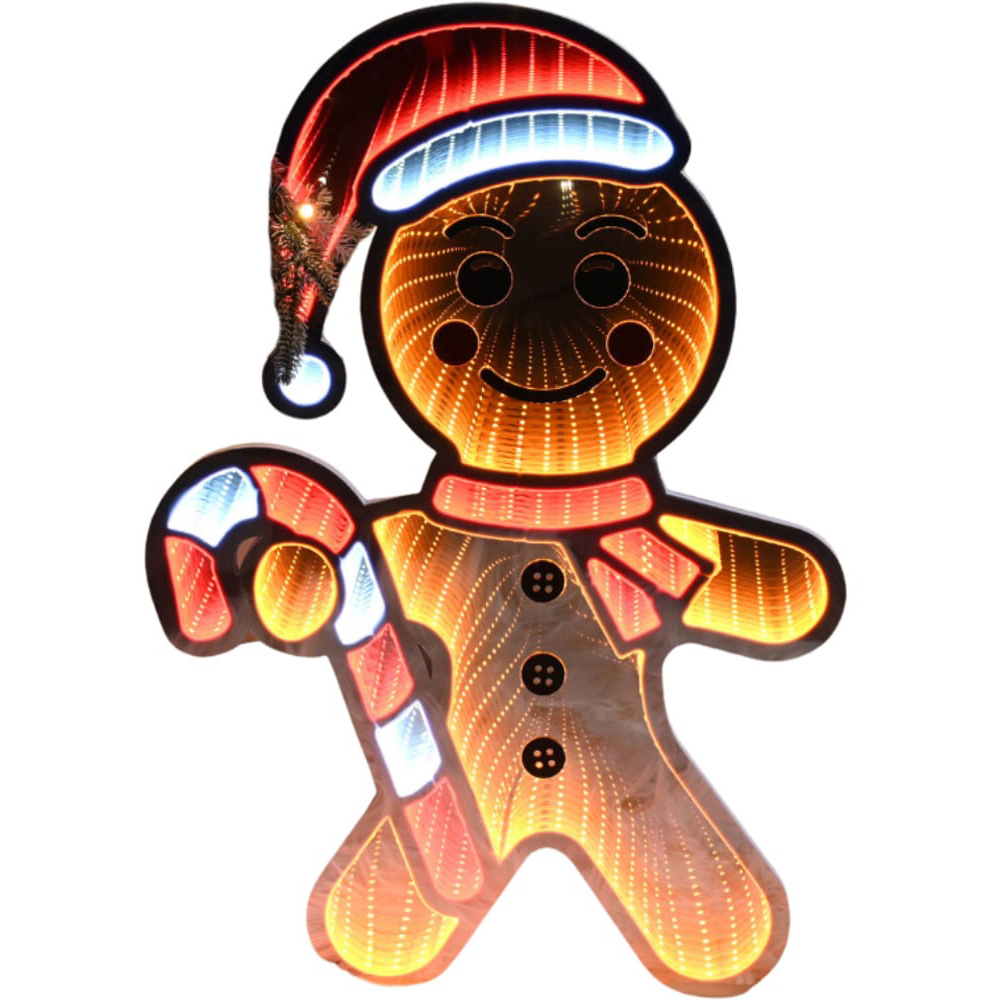 Samuel Alexander Orange and White LED Light Up Gingerbread Man Infinity Christmas Decoration 60cm Image 2