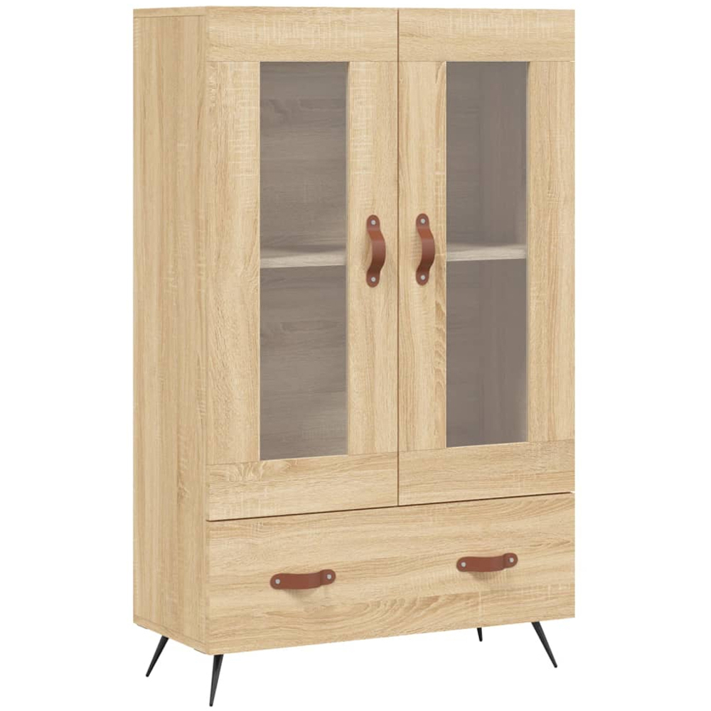 vidaXL 2 Glass Door Single Drawer Sonoma Oak Highboard Image 2