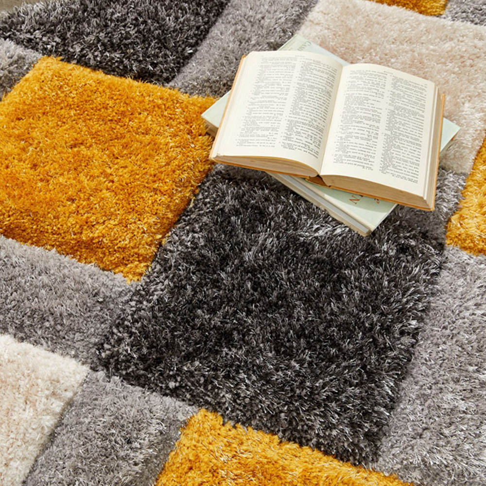 Origins Ochre 3D Geo Shaggy Carved Rug 60 x 110cm Image 3