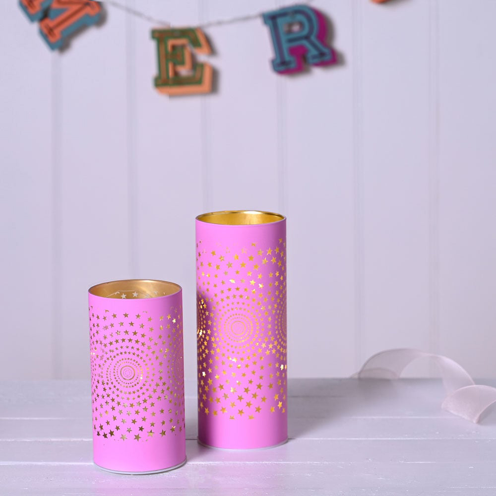 The Christmas Gift Co Pink Starburst LED Light Tube Image 4