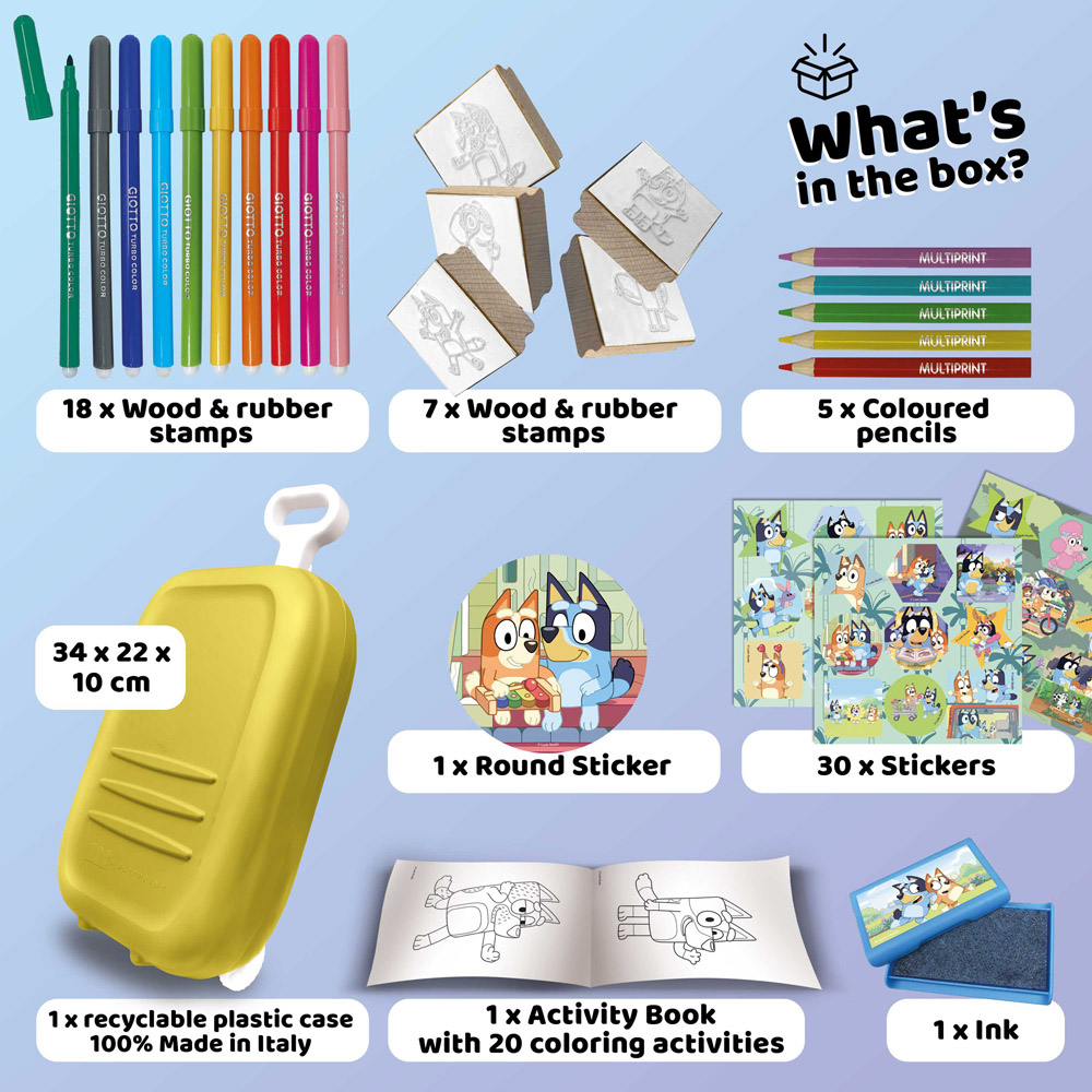 Multiprint Bluey Kids Colouring and Stamp Trolley Set Image 2