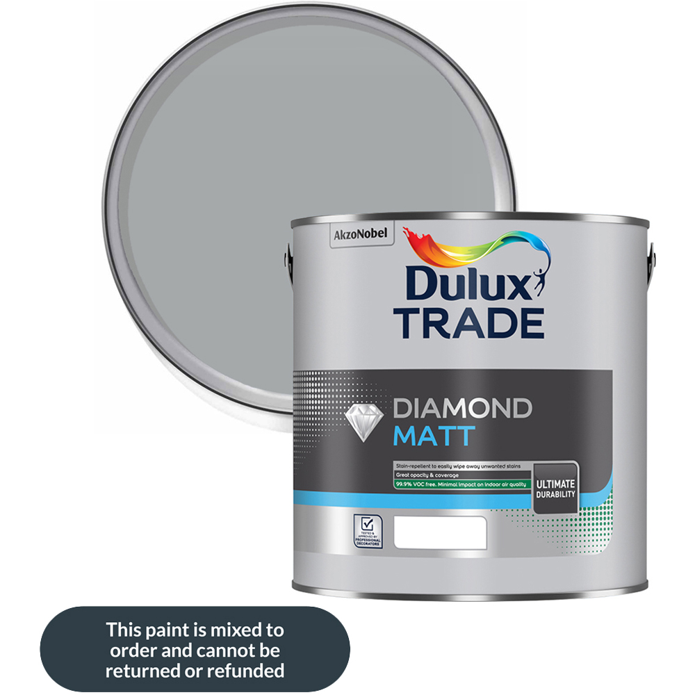 Dulux Trade Warm Pewter Walls and Ceilings Diamond Matt Paint 2.5L Image 1