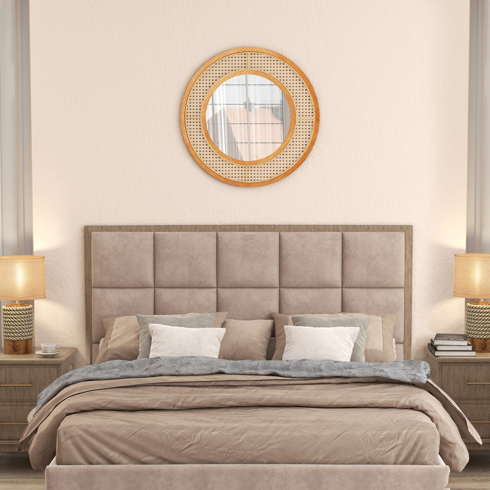 Costway Natural Rattan Round Wall Mirror 65cm Image 4