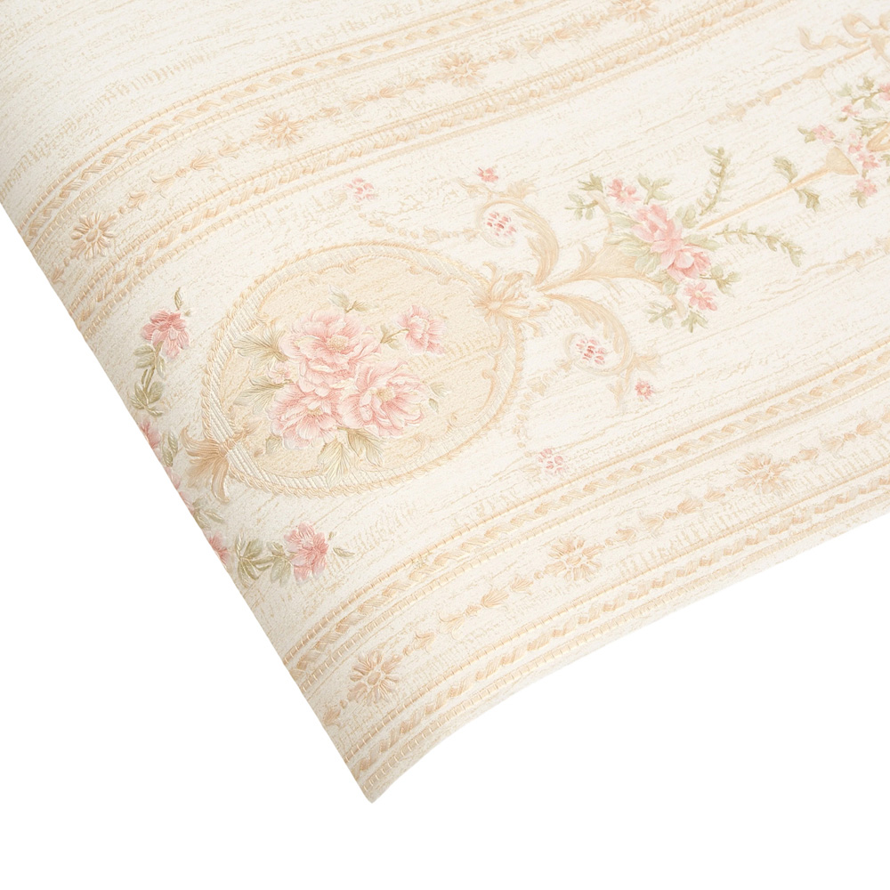 Living and Home Damask Pattern 3D Embossed Light Beige Non-Pasted Non-Woven Vintage Wallpaper Image 5