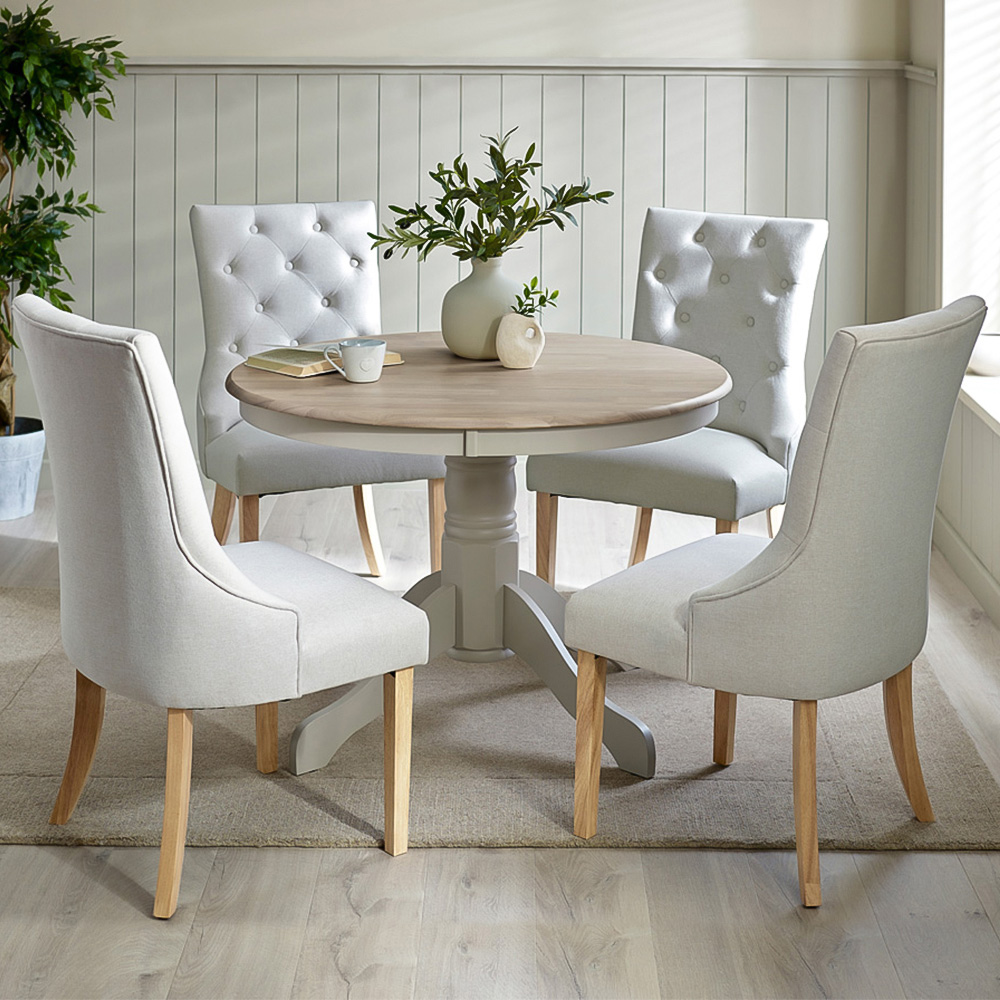Furniturebox Bodmin Kennsington 4 Seater Round Wooden Dining Set Grey Image 1