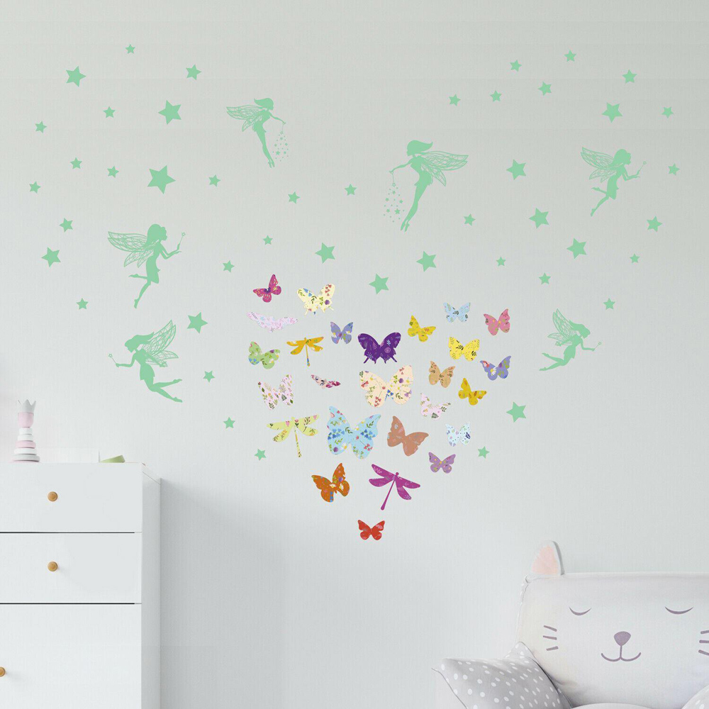 Walplus Glow in the Dark Fairies with Butterflies Kids Bedroom Self Adhesive Wall Stickers Image 6