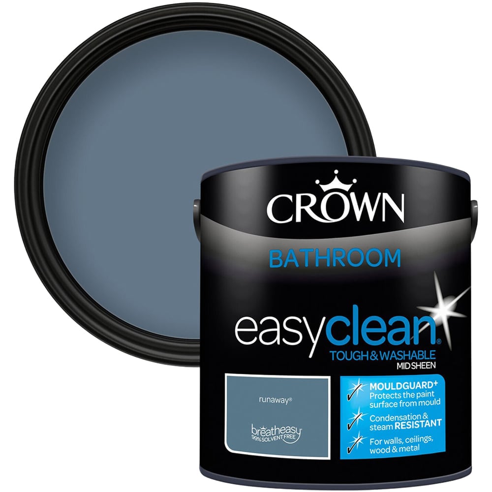 Crown Easyclean Mid Sheen Bathroom Paint - Runaway / 2.5l Image 1