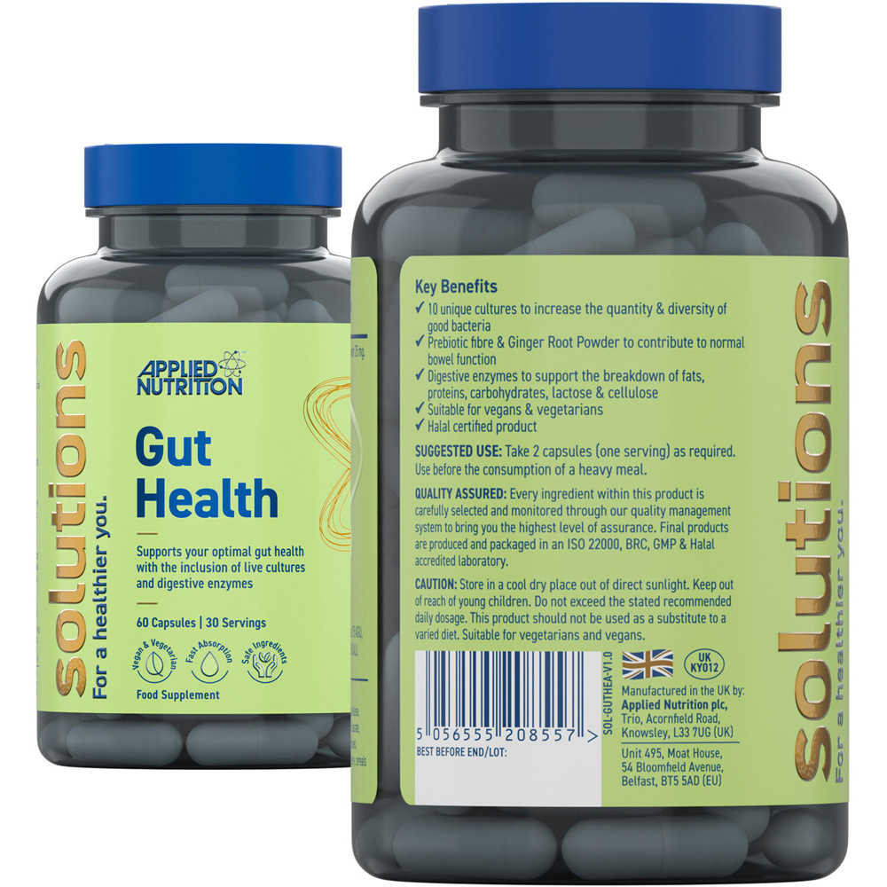 Pack of 60 Applied Nutrition Solutions Gut Health Capsules Image 2