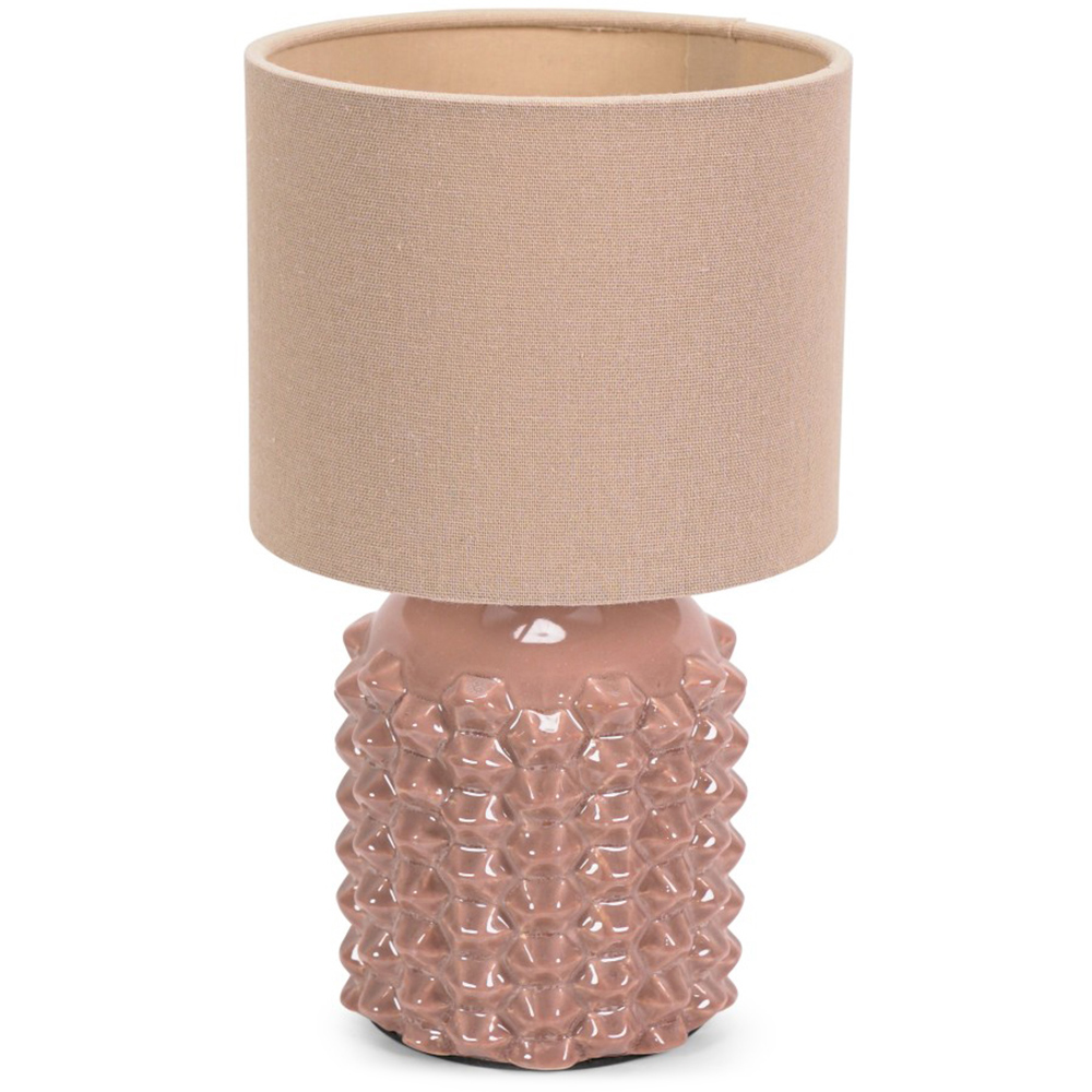 ValueLights Asha Drum Shade Ceramic Tan Geometric LED Table Lamp Image 1