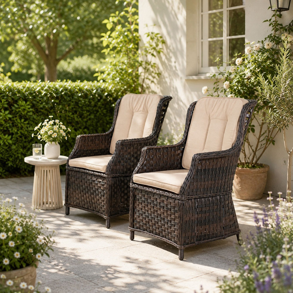 Direct Wicker Set of 2 Garden Detachable Aluminium Rattan Chair Image 3