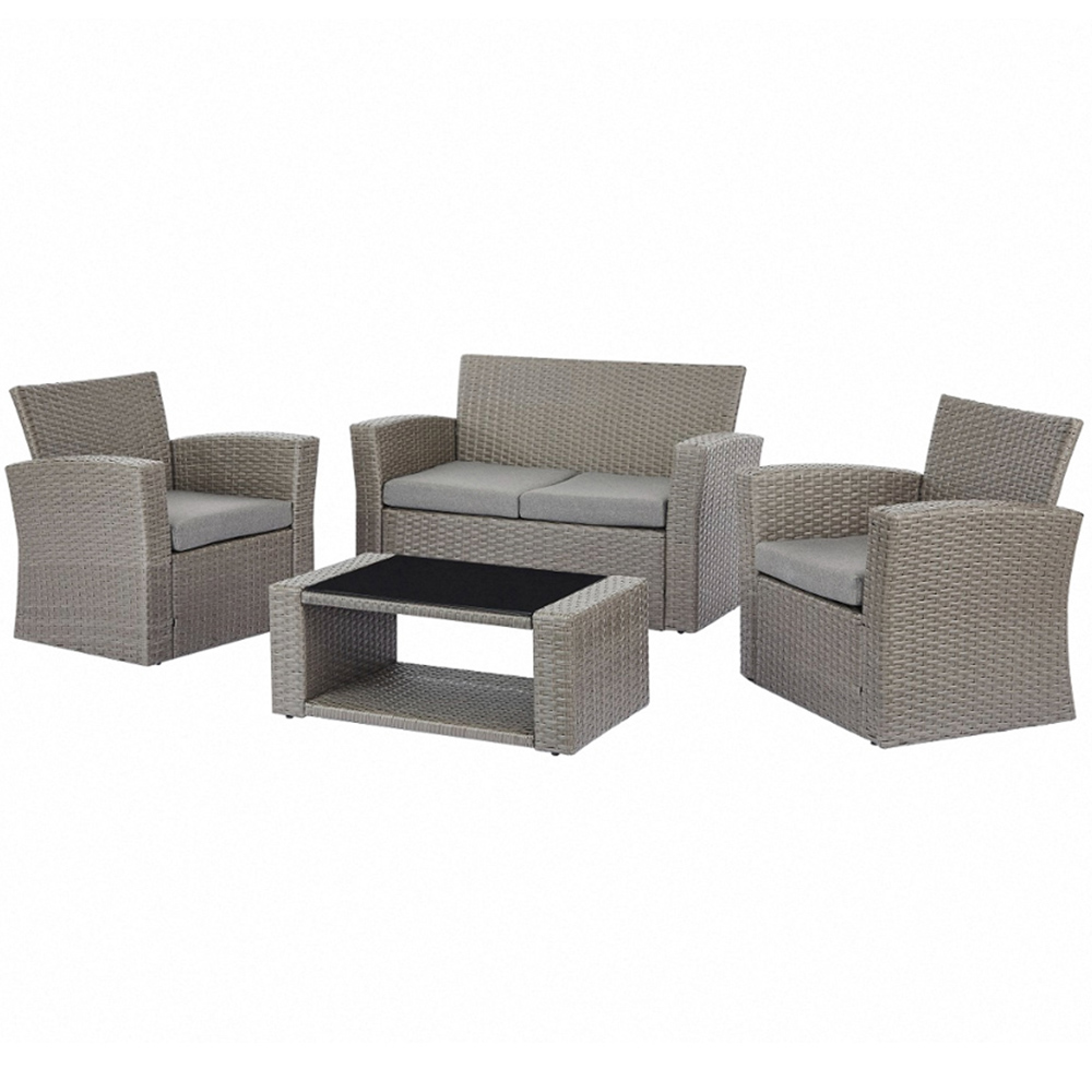 Home Detail Vegas 4 Seater Black and Cream Rattan Sofa Set Image 2