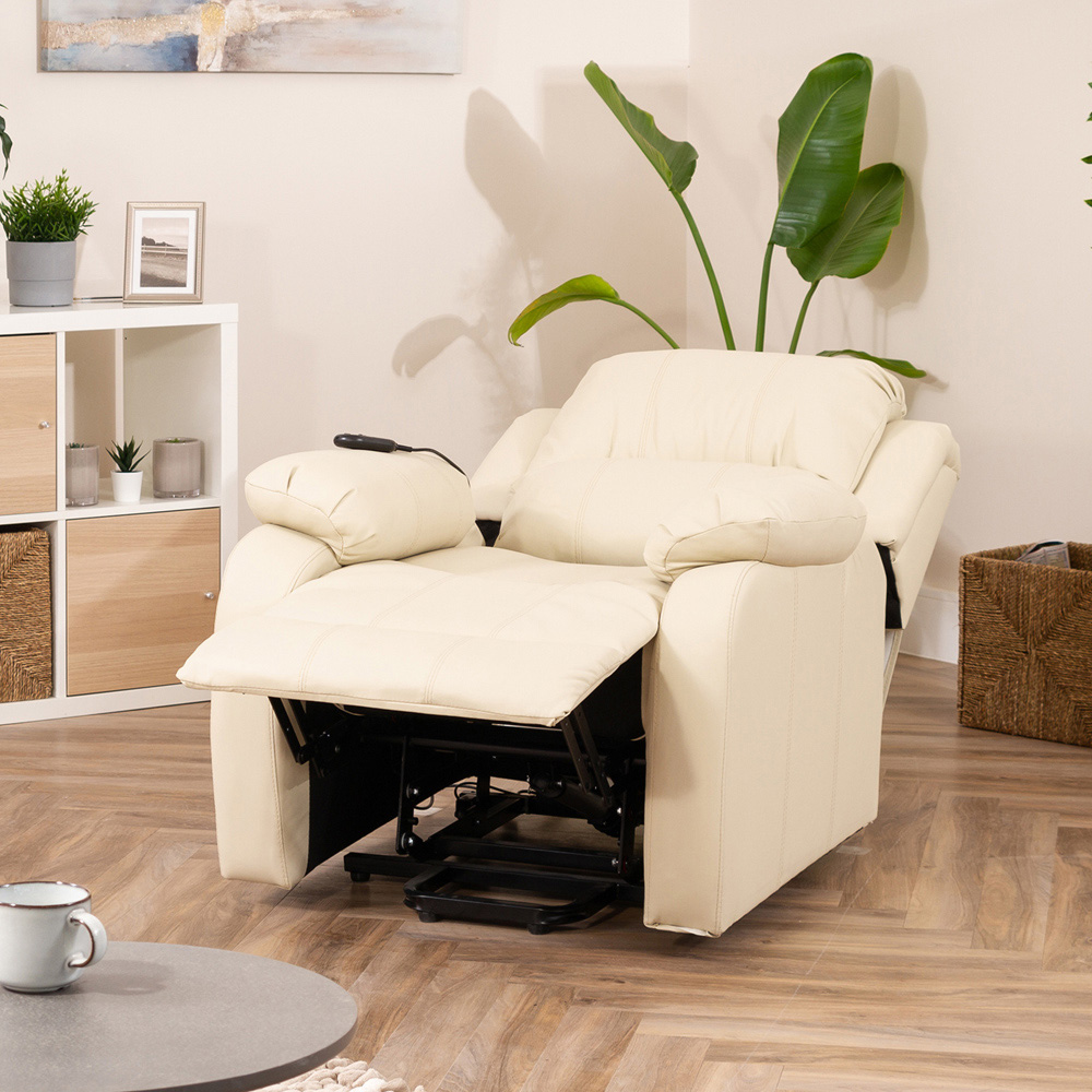 Artemis Home Northfield Cream Dual Motor Massage and Heat Riser Recliner Chair Image 2