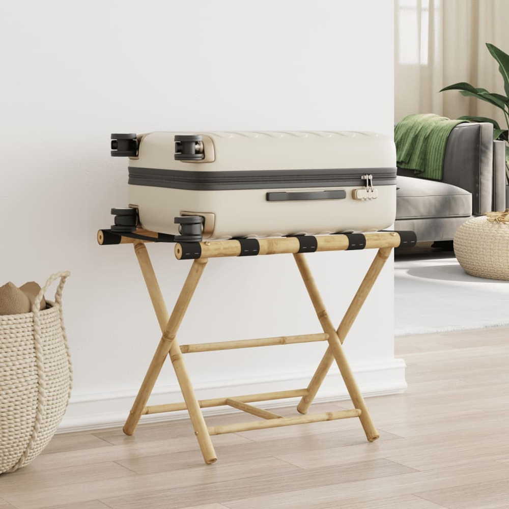 Walplus 2 Shelf Bamboo Folding Luggage Rack Image 7