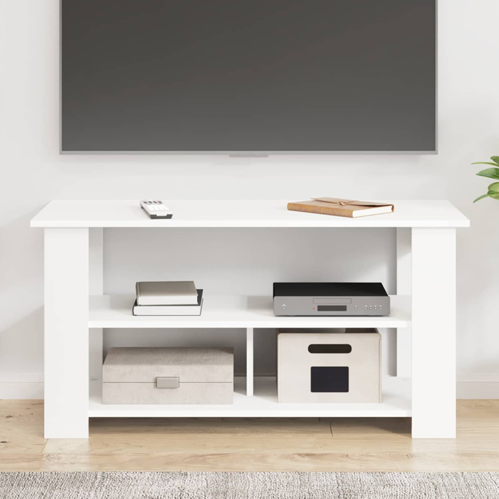 vidaXL 3 Shelf White TV Stand Image 1
