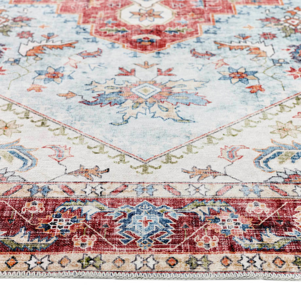 Origins My Washable Blue and Red Marrakesh Rug 80 x 150cm | Wilko